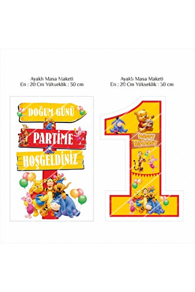 SİYAH PARTİ EVİ 1 Yaş Doğum Günü Winnie The Pooh Parti Seti