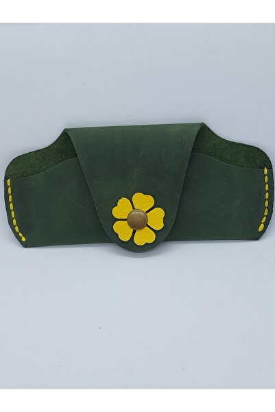 sorte store Hakiki Deri El Yapımı Handmade Koyu Yeşil  /Sarı  Çiçek Motifli  ...