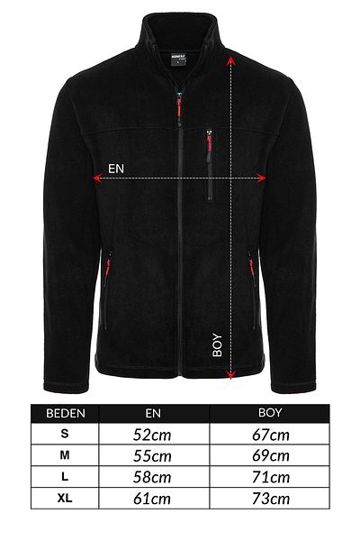 VEGA PORT Unisex Μαύρο γιακά Bato Full Zip 3 Pocket Outdoor Fleece Jacket