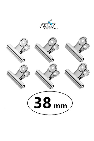 Akraz Art Design Round Clips 38 mm Metal Maşa Kıskaç 6 adet