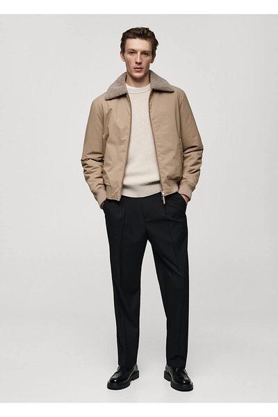 MANGO Man Waterproof Jacket with Fur Collar