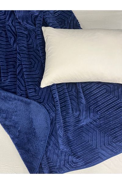 Özdilek Navy Blue Single Thick Embos Blanket