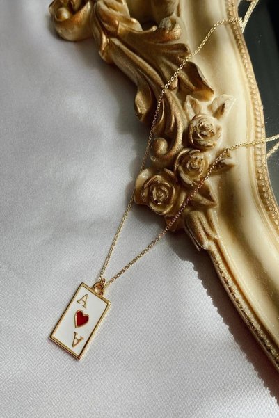 Alexis Carrel Women's Gold Rectangular Mug Ace Necklace