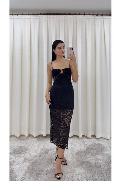 HAZELANNA Lace Black Invitation Dress