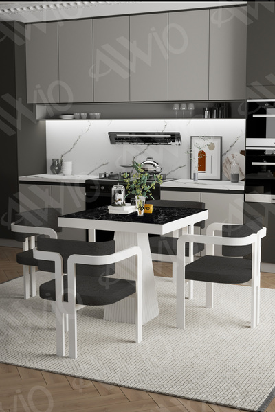 AVVİO DORA Lake Mdf Ayak Tokyo Demonte Sandalye 80x80 Yemek Masası Mutfak Mas...