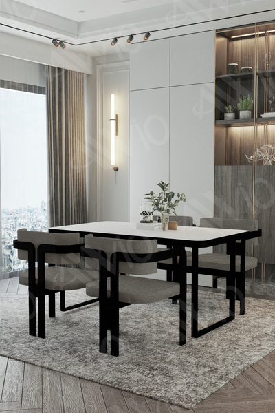 AVVİO ROXY Metal Ayak Tokyo Demonte Sandalye 80x120 Yemek Masası Mutfak Masas...