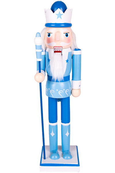 Herdekora Christmas Ornament Lead Soldier White Crowned Nutcracker Blue 37 Cm.