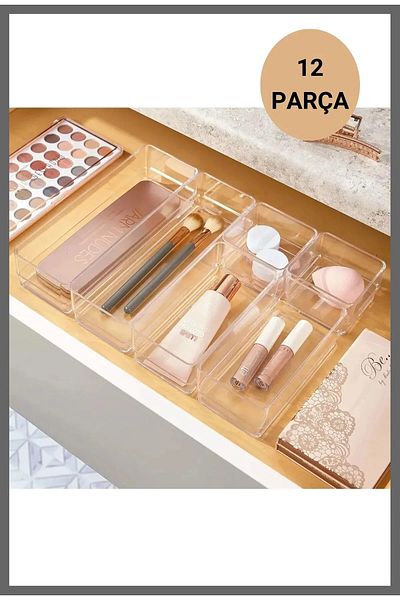 Tanemce 12 Pieces Makeup Jewelry Hobby Material Organizer Organizer Box