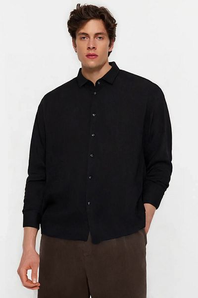 Trendyol Collection Flexible and Comfortable Black Slim Fit Shirt - Wrap Knitted, Tedaw25Go00013