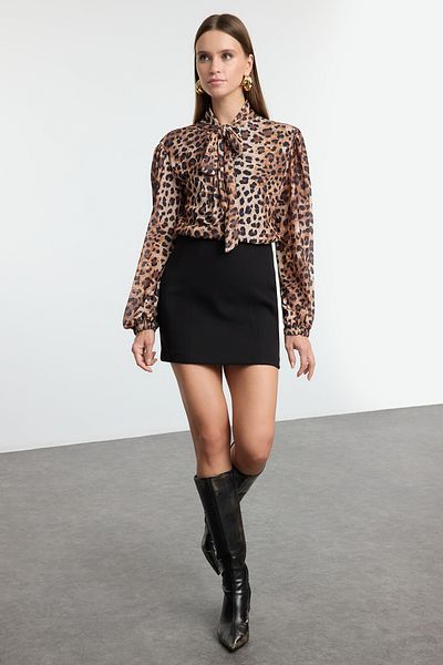 Trendyol Collection Leopárdmintás többszínű kötött blúz - TWOAW25BZ00279