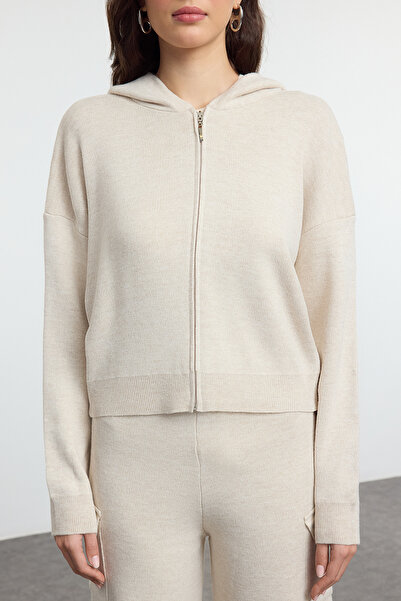Trendyol Collection Knitwear Top and Bottom Set - Stone Hood and Pocket Detail Twoaw25Au00133