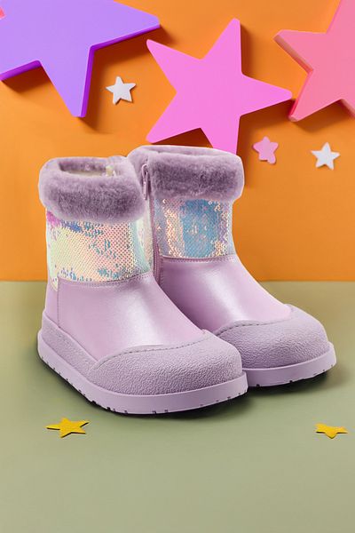 TRENDYOL SHOES Lila flitteres szőrme részletes kislány gyerekcipő TAKAW25BO00044