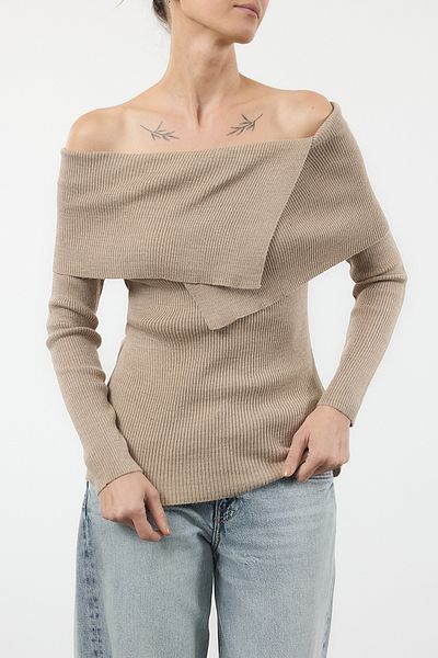Edit by Trendyol Πλεκτό πουλόβερ Basic Mink Carmen Collar - TEDAW25KZ00023