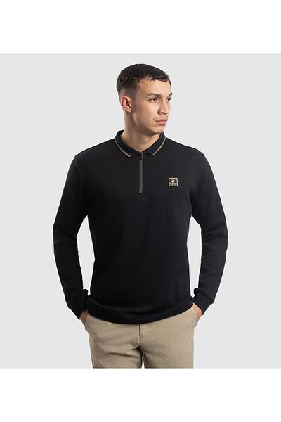 Beverly Hills Polo Club Men's Black Long Sleeve Polo Tshirt