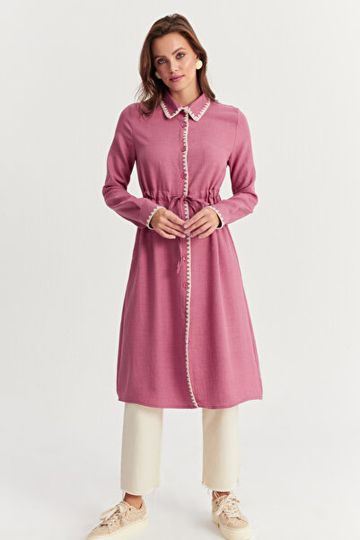 Cool & Sexy Women's Rose Garnished Shirt Midi Dress Asf10