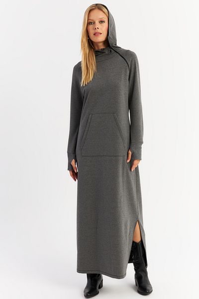 Cool & Modest Rochie maxi pentru femei cu fermoar antracit - MTF12