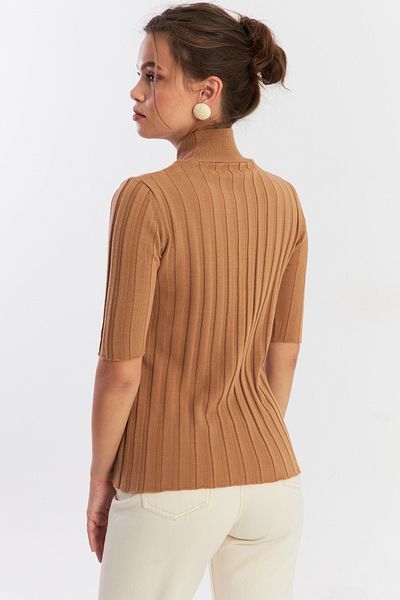Cool & Modest Women's Camel Half Fisherman Knitwear Blouse Yv287