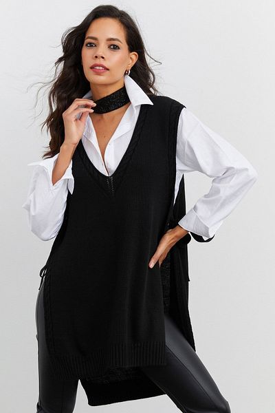 Cool & Modest Tricotaj negru Pulovere de damă - MYV103