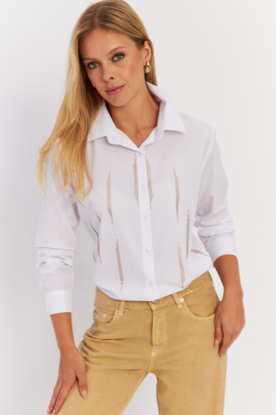 Cool & Modest Cămașă albă Stone de damă MZER412