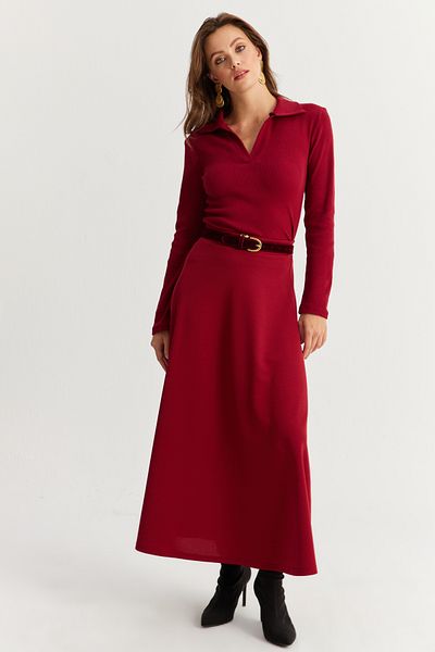 Cool & Modest Fusta A-Line de damă bordeaux MLON3005