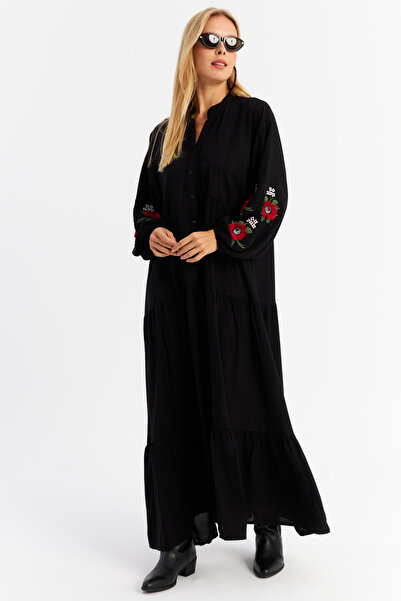 Cool & Modest Černé Maxi dámské šaty - Flounces, MALO9