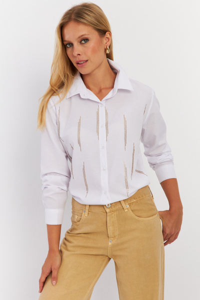 Cool & Modest Cămașă albă Stone de damă MZER412