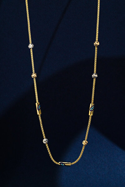 Fiyonk Kuyumculuk 14 Ayar Altın Roller Nazarlık Modern Tasarım Kadın Kolye l ...