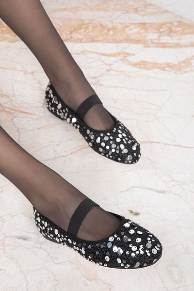 SOHO 19840 Model Black-Silver Women's Ballerinas