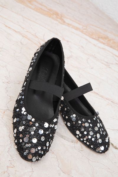 SOHO 19840 Model Black-Silver Women's Ballerinas