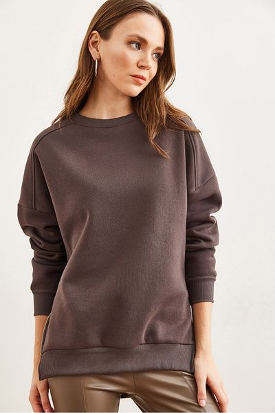 Olalook Fleece Zippered Thick Women's Sweatshirt - Mink Swt- 19000624