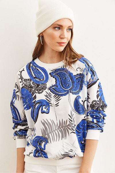 Olalook Saks Blue Palm Basic pulóver - puha és laza SWT- 19000457