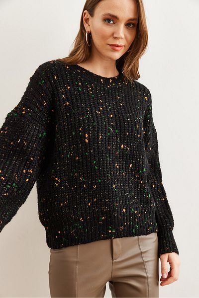 Olalook Dámská černá barva Detailní Měkký Detailní Oversize Svetr Kzk- 19000862
