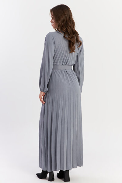 Cool & Modest Сукня максі індиго з поясом і складками ALZ500
