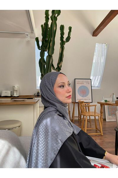 Şalland Anthracite Colored Shawl and Jacquard Shawl