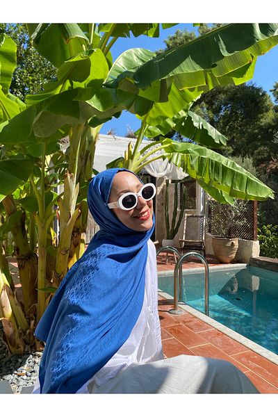 Şalland Blue Shalland Jacquard Shawl - Parliament Model