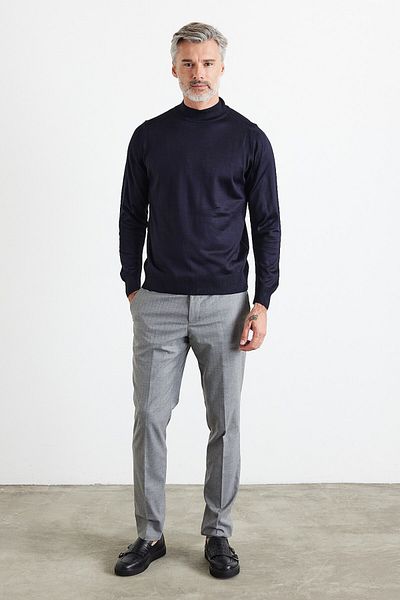 Livio Ferri Men's Plus Size Regular Cut Half Turtleneck Knitwear Sweater