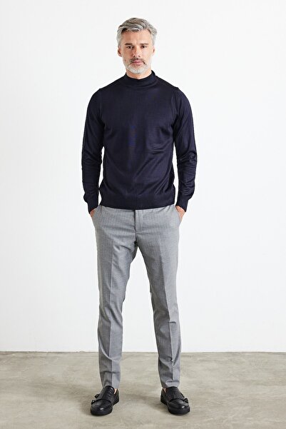 Livio Ferri Men's Plus Size Regular Cut Half Turtleneck Knitwear Sweater