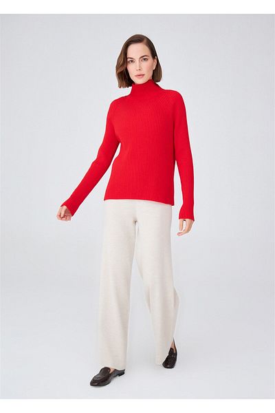 Peraluna Fit Turtleneck Cashmere Blend Women's Knitwear Sweater - Red