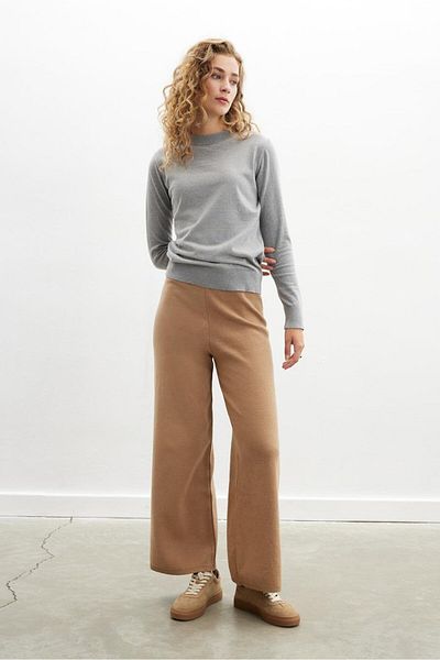 Peraluna Styleboom X Peraluna CHELSEA PULLOVER Crew Neck Standard Cut Women's Knitwear Sweater - Gray