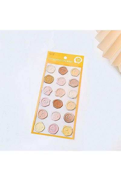 GUGUK Bullet Journal - Yellow Themed Wax 3D Stamp Sticker Set (Ggk-Df023)