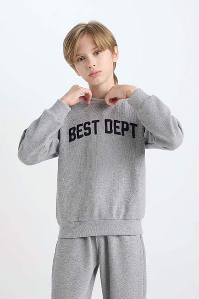 DeFacto Set of 2 for Boys - Crew Neck Printed Sweatshirt and Sweatpants D4744A824Wn