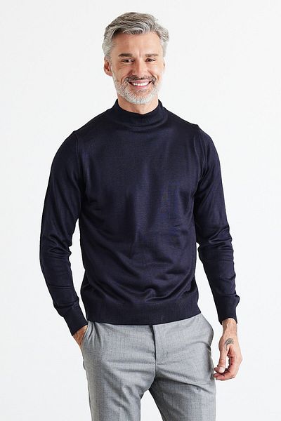 Livio Ferri Men's Plus Size Regular Cut Half Turtleneck Knitwear Sweater