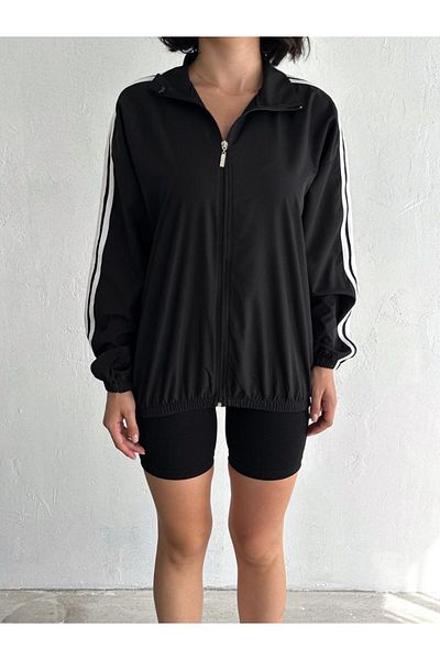 EDVESS Y2k Star Windbreaker Μαύρο ριγέ μπουφάν - Streetwear