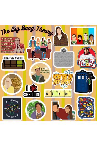 Pufidik مجموعة ملصقات The Big Bang Theory - ملصقات للكمبيوتر المحمول والكمبيوتر المحمول والهاتف