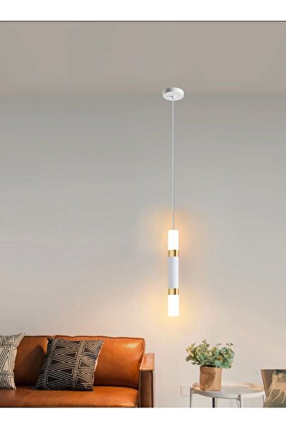 Vonalight Tekli Beyaz & Mat Gold  ,Yatakbaşı,Banyo,Boru Sarkıt,lamba,led Aydınlatma,dekoratif 3000K Işık