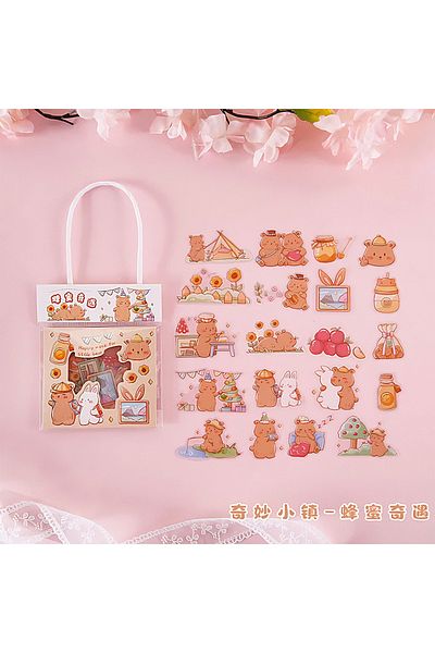 GUGUK Honey Adventures Themed 40 Pieces Sticker Set • Bullet Journal (Ggk-De127)