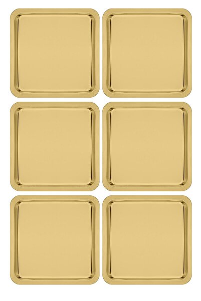 Kitchen Design Lab Paslanmaz Çelik Gold Renk Sunum Tepsisi 21 X21 Cm Çay Kahv...