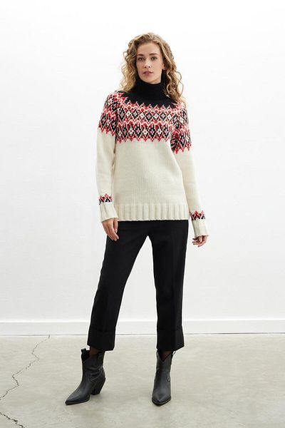 Peraluna Styleboom X Cotswold Fair Isle Pullover Turtleneck Diamond Pattern Sweater Women's Knitwear Sweater
