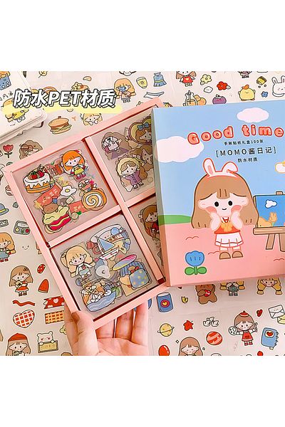 GUGUK Good Time Themed 100 Sheets 4 Compartments Sticker Set • Bullet Journal (Ggk-Dj059)