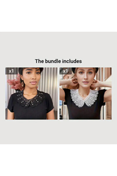 TAKINTI AKSESUAR Beyaz Dantel Görünümlü İnci Detaylı Tak Çıkar Yakalık